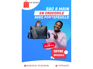 Sac à main en motif crocodile avec porte-monnaie