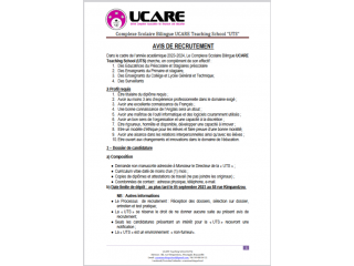 AVIS DE RECRUTEMENT ENSEIGNANT